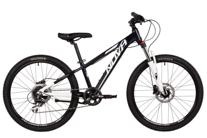Велосипед NOVATRACK 24" EXTREMEHD алюм.рама 11", чёрный-белый, 8-скор, RD360/EF505/HG200, диск.гидра